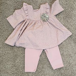 Pastourelle two piece pink baby girl outfit, 6-9m, never worn but no tags